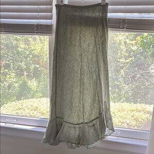 Beautiful Anthropologie soft green linen maxi Women's Skirt with flounce sz S